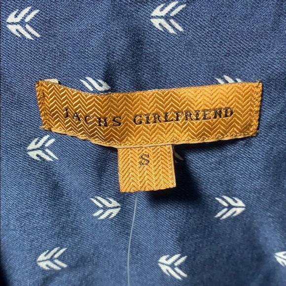 NWT Jachs Girlfriend Blue White Print Button Down - Picture 5 of 6